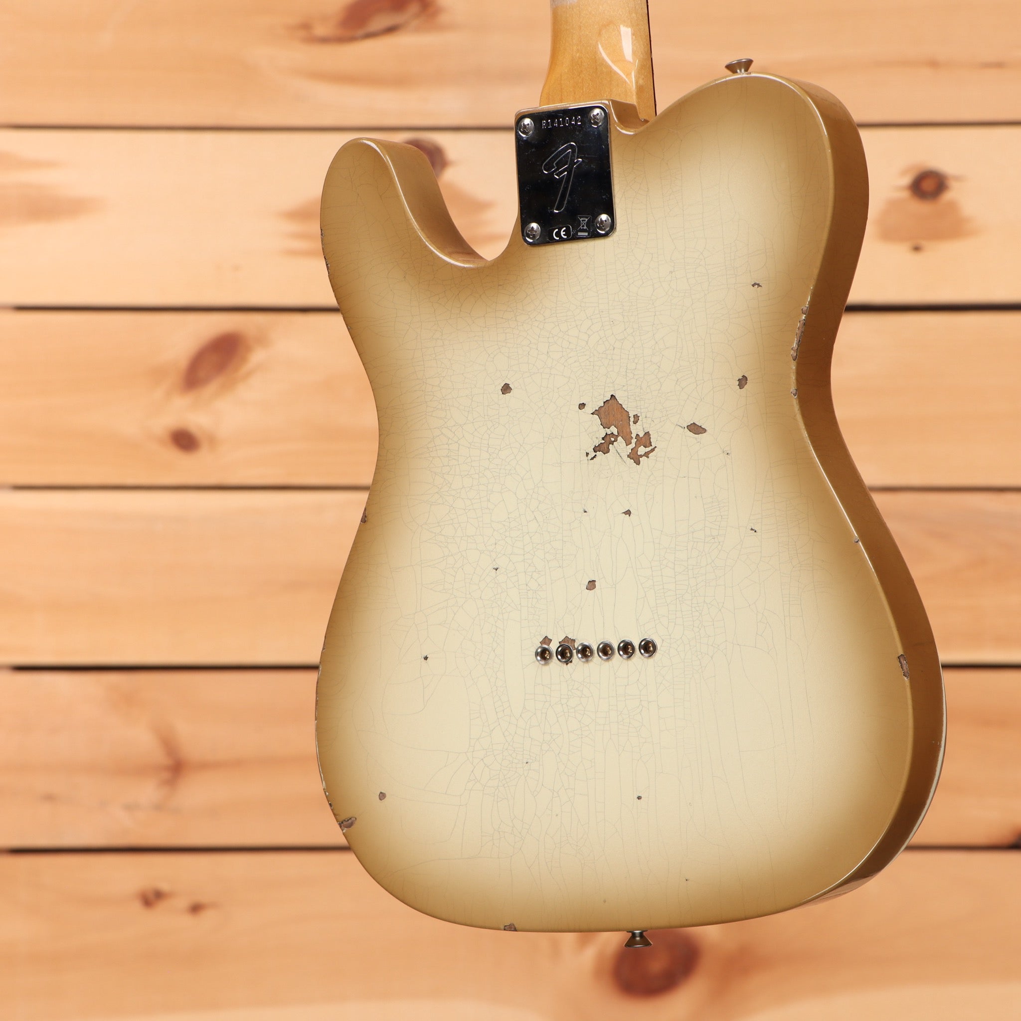 Fender Custom Shop 72 Thinline Telecaster Relic electric guitar Antigua finish with heavy relic checking and wear on body bac