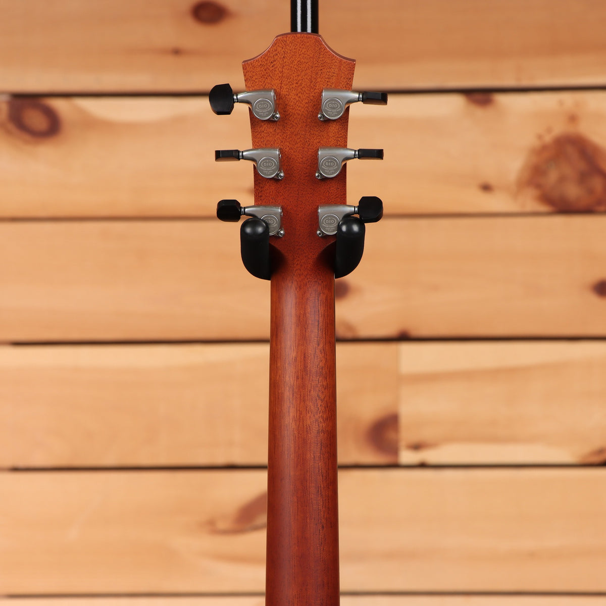 Furch Yellow Gc-SR acoustic guitar Natural mahogany neck rear headstock view with chrome tuning machines