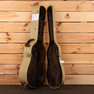 Boucher SG52V natural acoustic guitar with black interior case and gold hardware