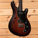 PRS S2 Vela Semi-Hollow electric guitar McCarty Burst finish with f-hole dual humbuckers and black pickguard