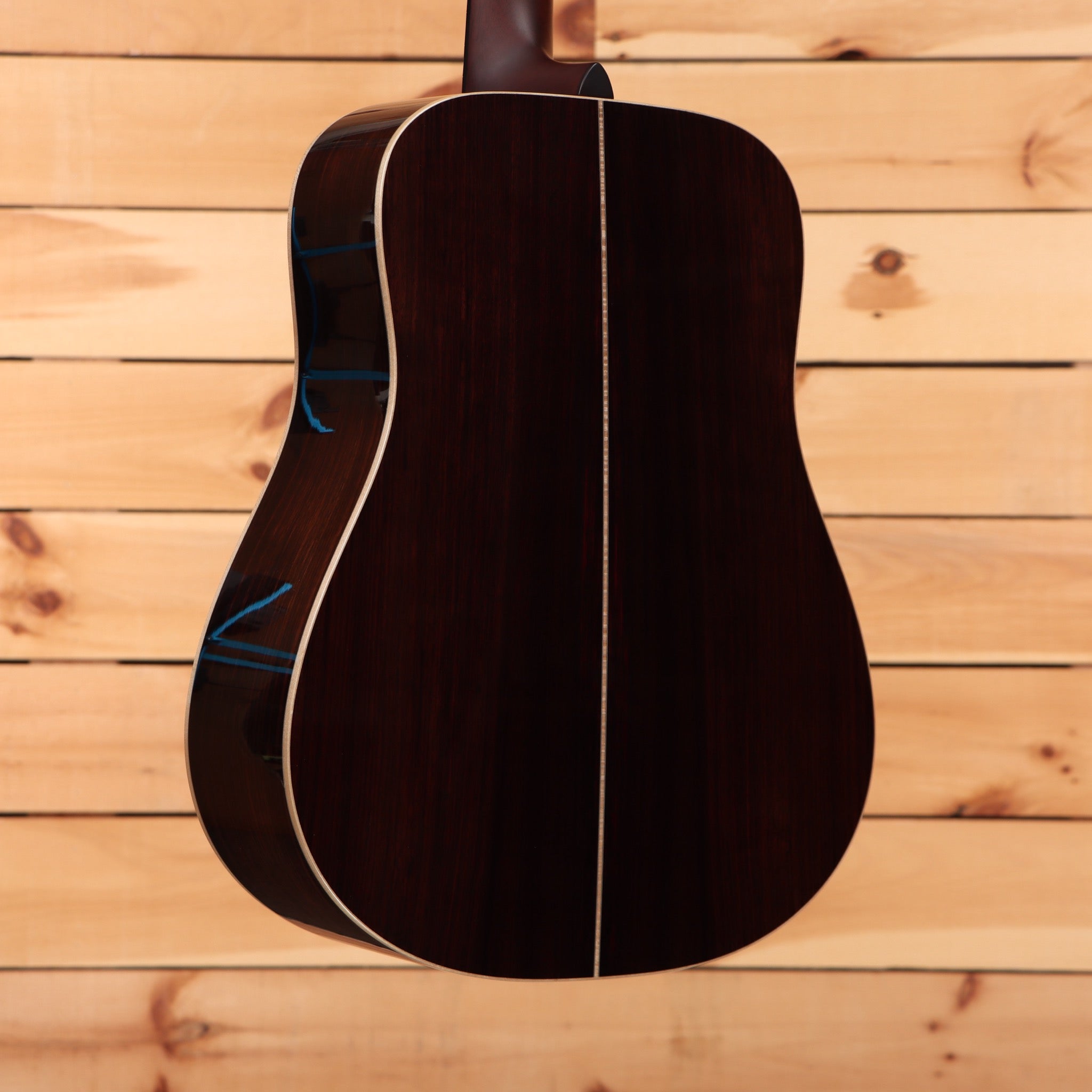 Boucher SG1252BE dreadnought acoustic guitar sunburst finish with blue wood grain inlays