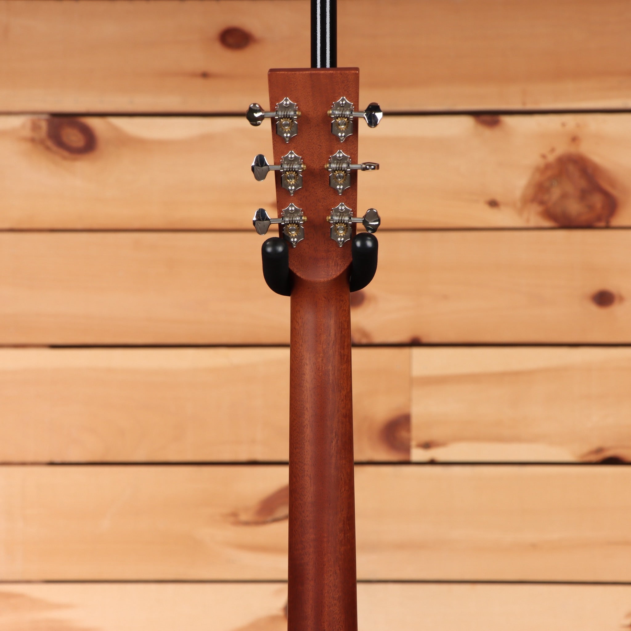 Boucher BG41TG acoustic guitar natural finish with chrome tuning machines and black strap buttons
