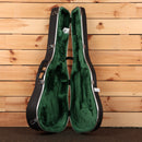 Martin D-28 Aging Toner dreadnought acoustic guitar hardshell case open black exterior green plush interior