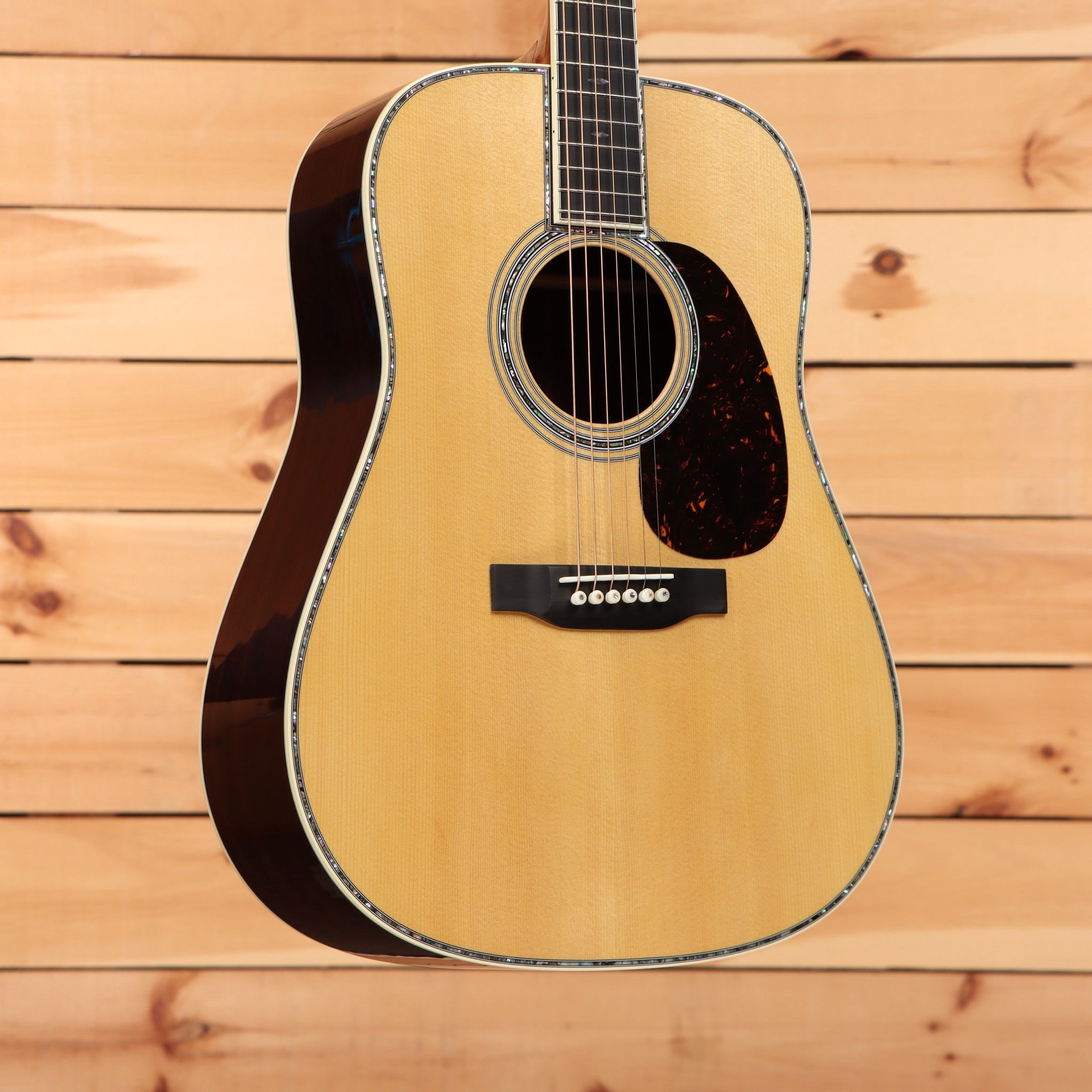 Martin D-42 dreadnought acoustic guitar aging toner finish with abalone binding