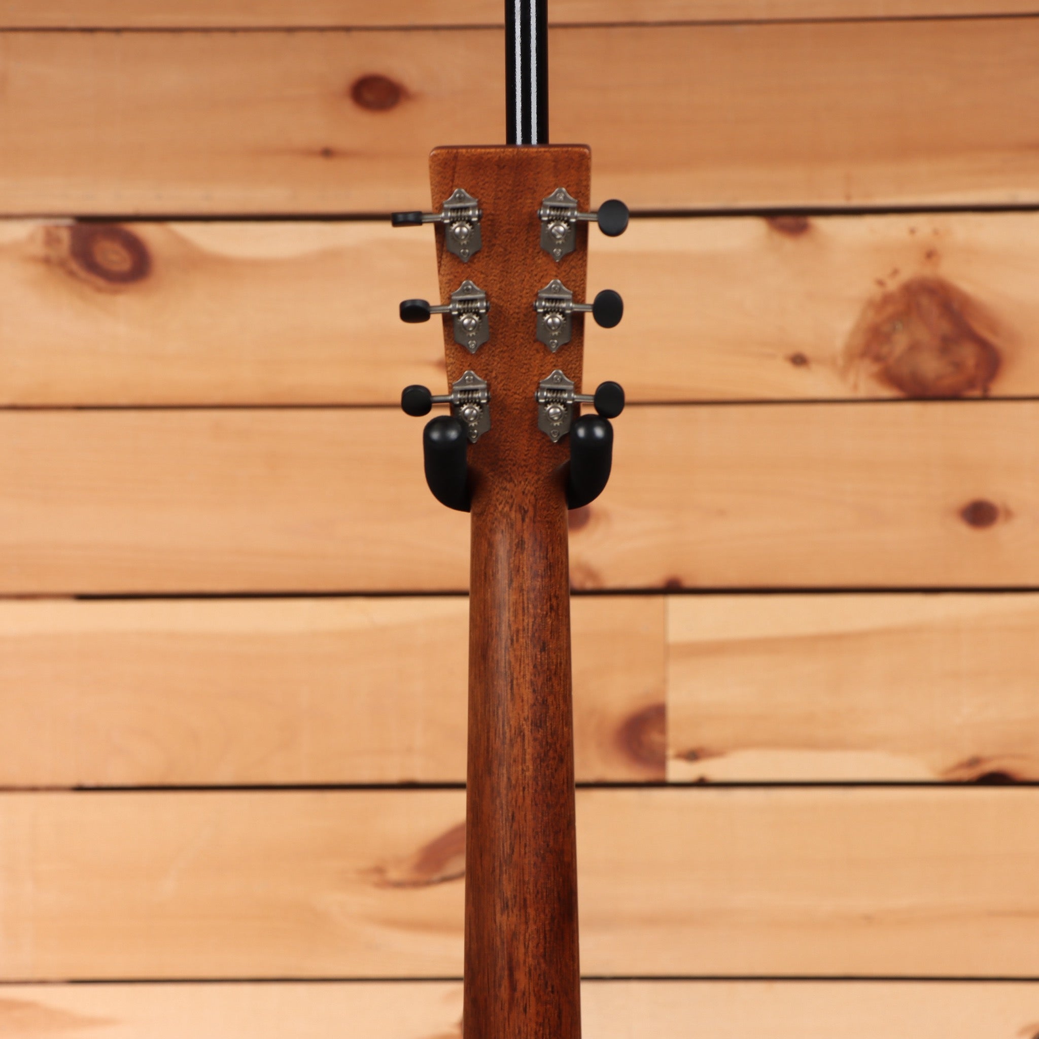 Martin CEO-7 acoustic guitar Autumn Sunset Burst rear headstock view with mahogany neck and chrome tuners