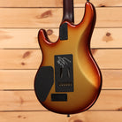 Pre-owned Ernie Ball Music Man Luke III BFR electric guitar Woody sunburst with humbucker pickups