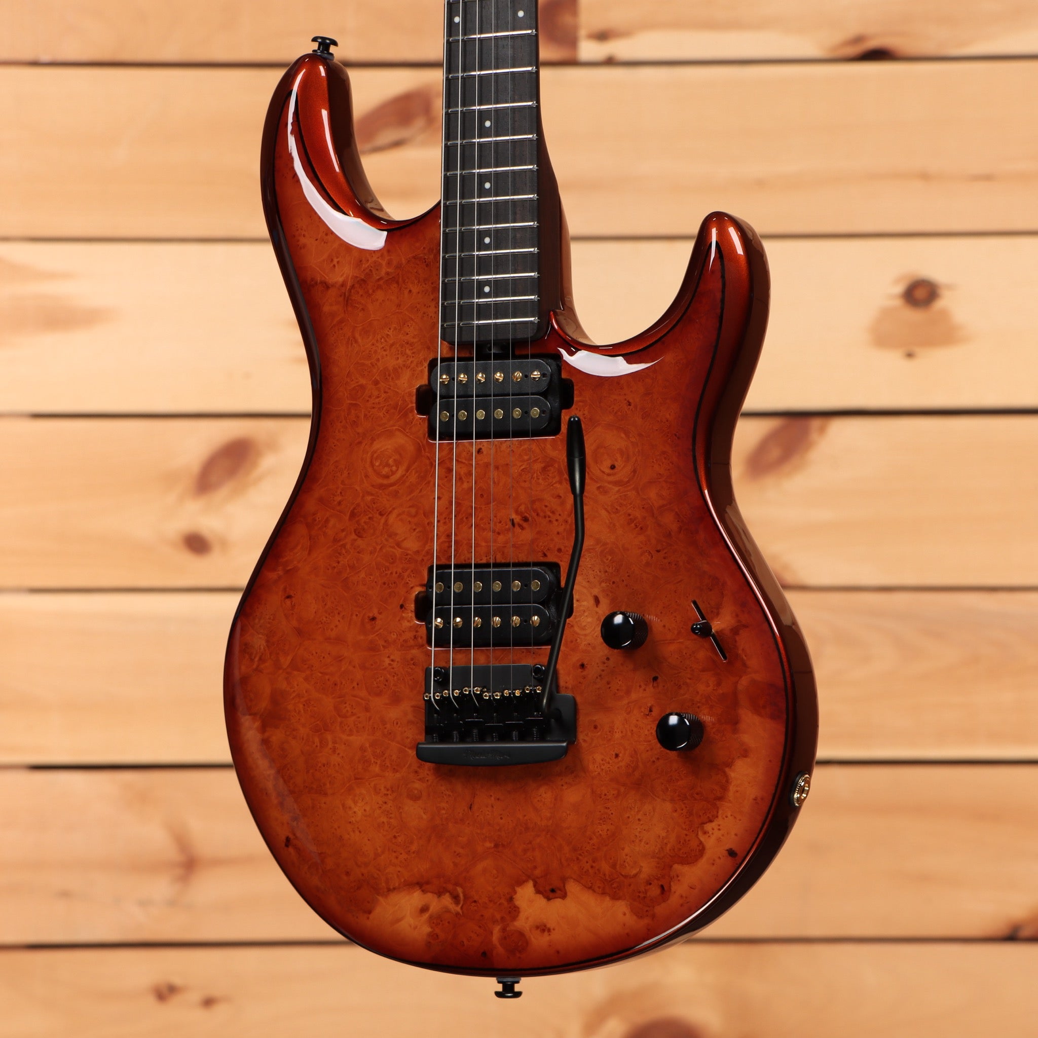 Pre-owned Ernie Ball Music Man Luke III BFR electric guitar Woody finish with dual humbucker pickups