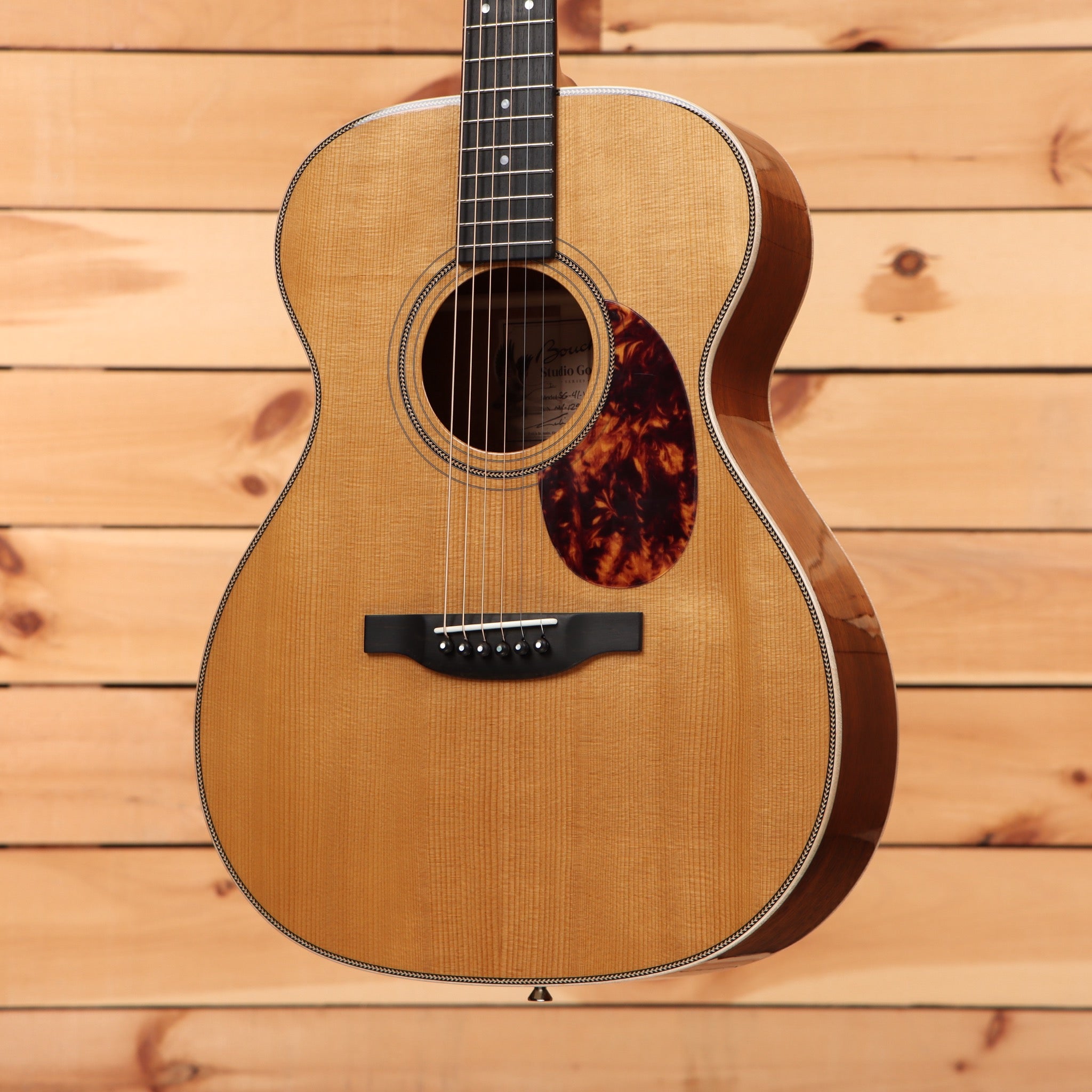 Boucher SG41V natural acoustic guitar dreadnought with tortoiseshell pickguard and rosewood binding