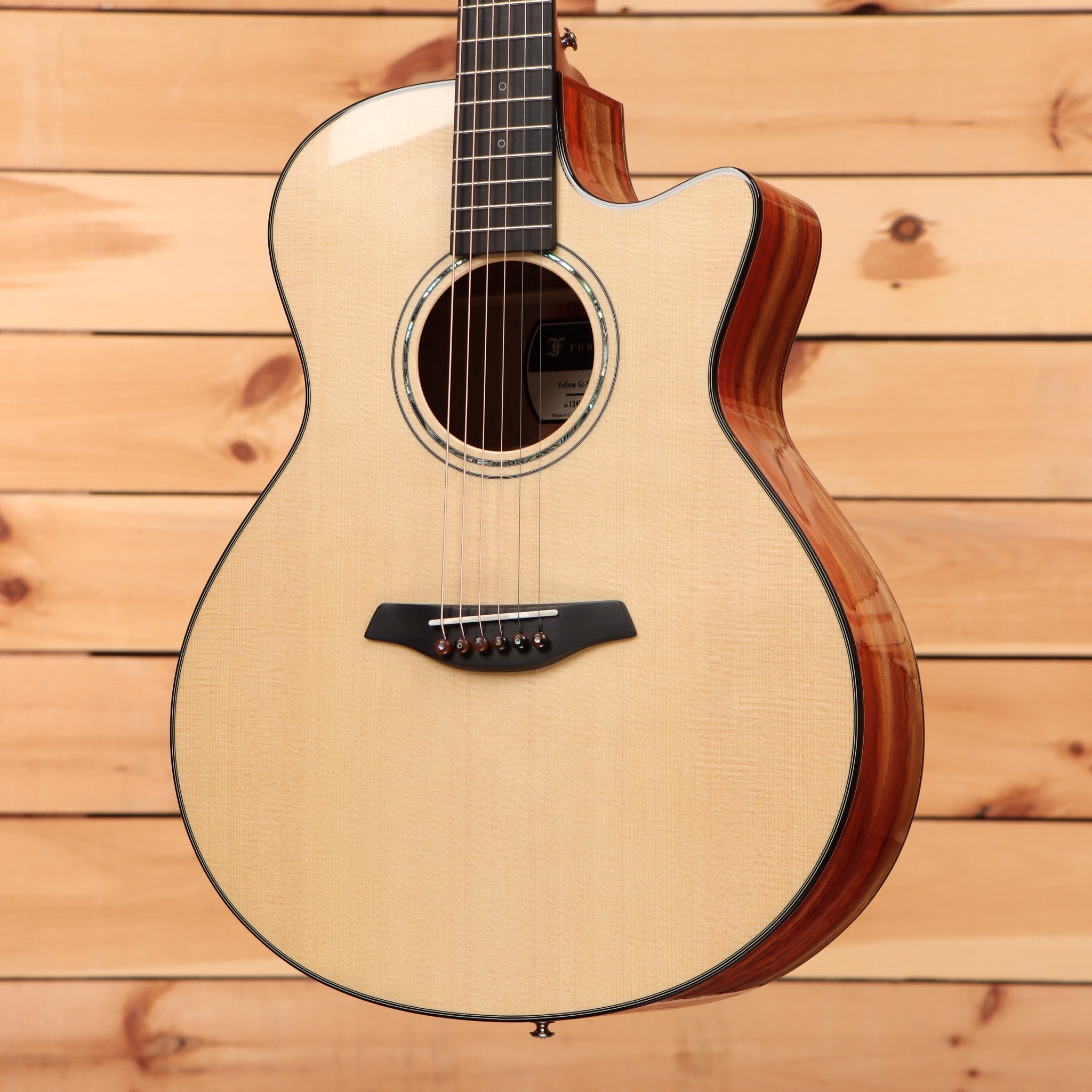 Furch Exotic Yellow GCSXa natural acoustic guitar with venetian cutaway and rosewood back