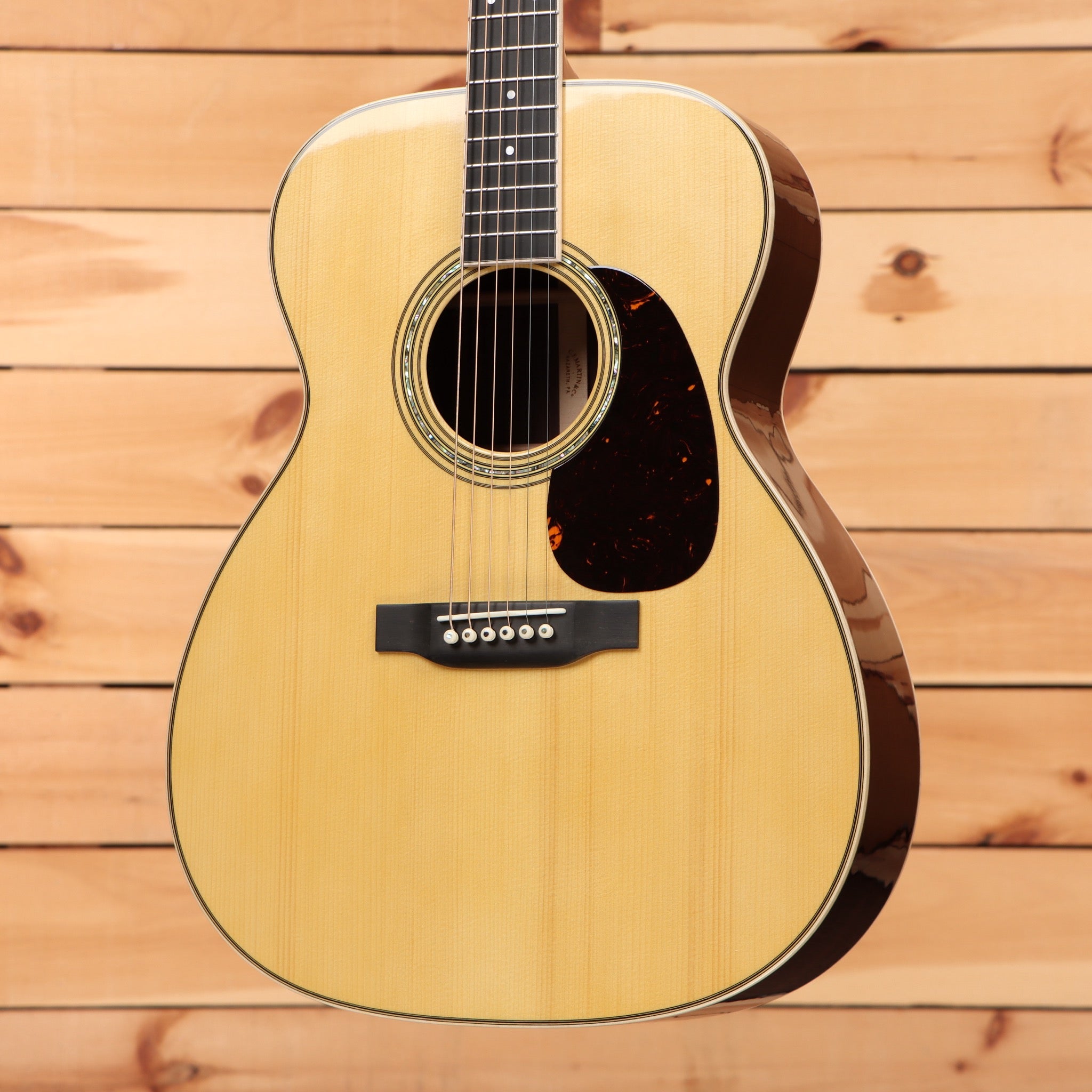 Martin 2026 NAMM Custom 2 dreadnought acoustic guitar natural finish with tortoiseshell pickguard