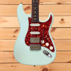 Suhr Classic S Antique Sonic Blue pre-owned electric guitar Stratocaster with red tortoiseshell pickguard and single-coil pickups