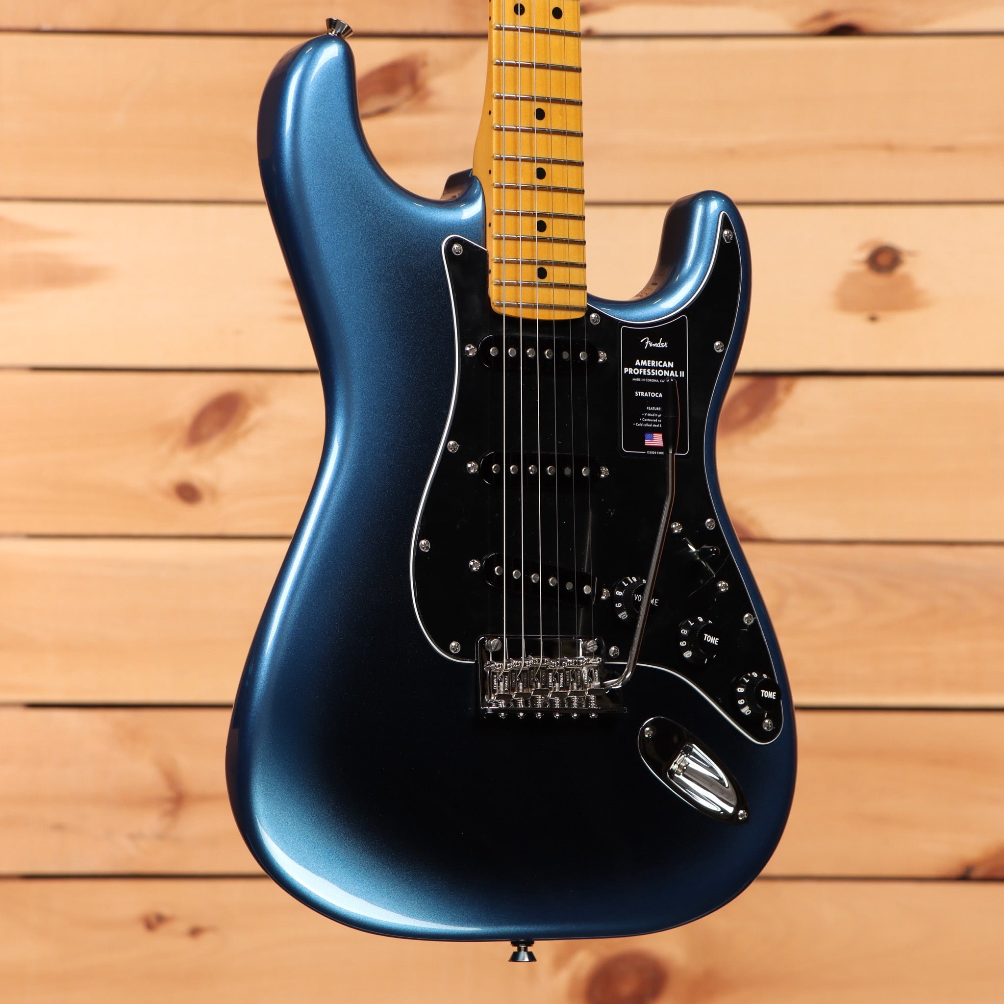 Fender American Professional II Stratocaster electric guitar Dark Night with maple neck and single-coil pickups