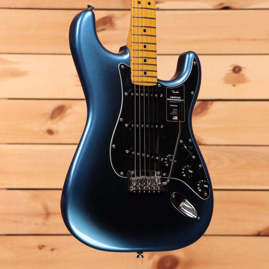 Fender American Professional II Stratocaster electric guitar Dark Night with maple neck and single-coil pickups