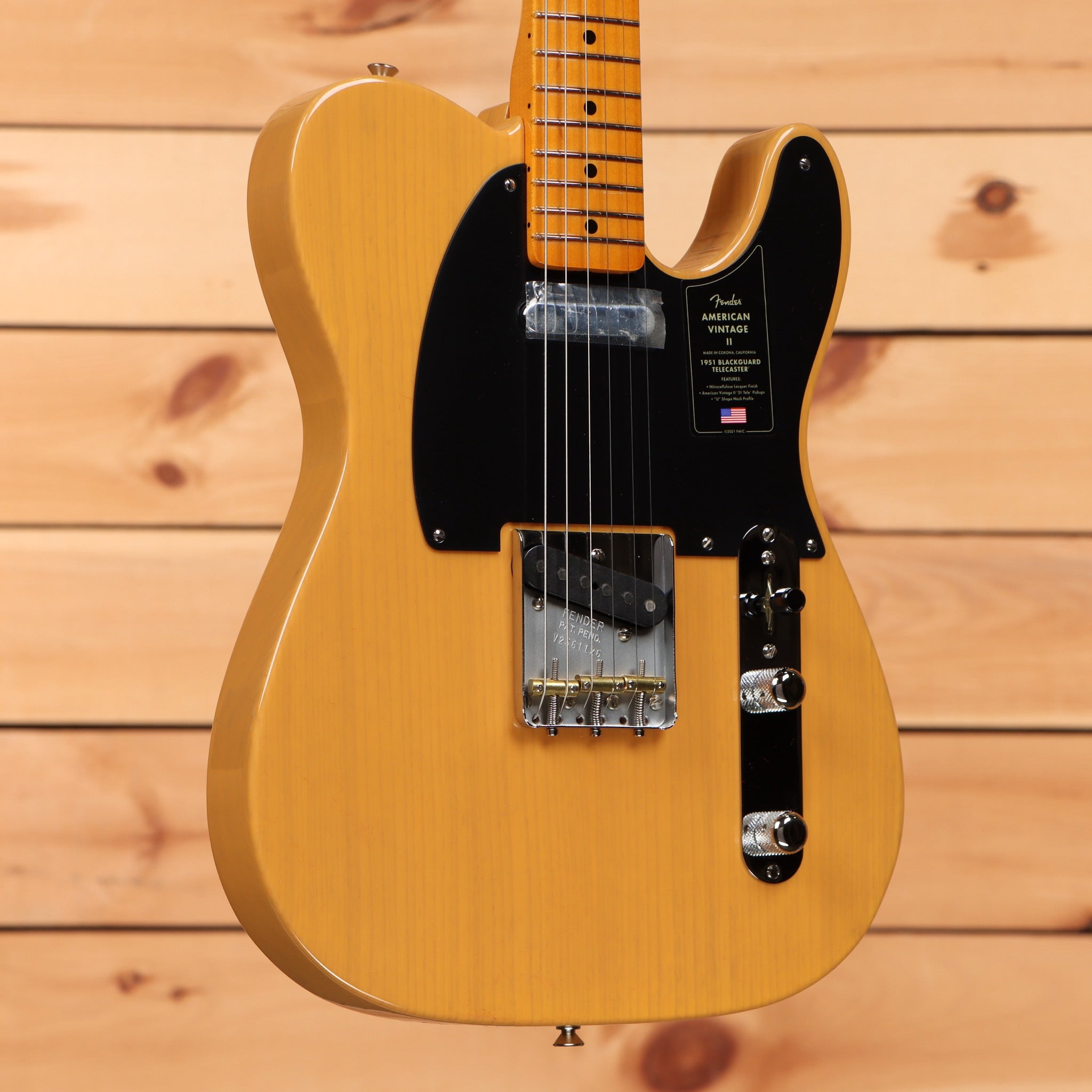 Fender American Vintage II 1951 Telecaster electric guitar Butterscotch Blonde with black pickguard