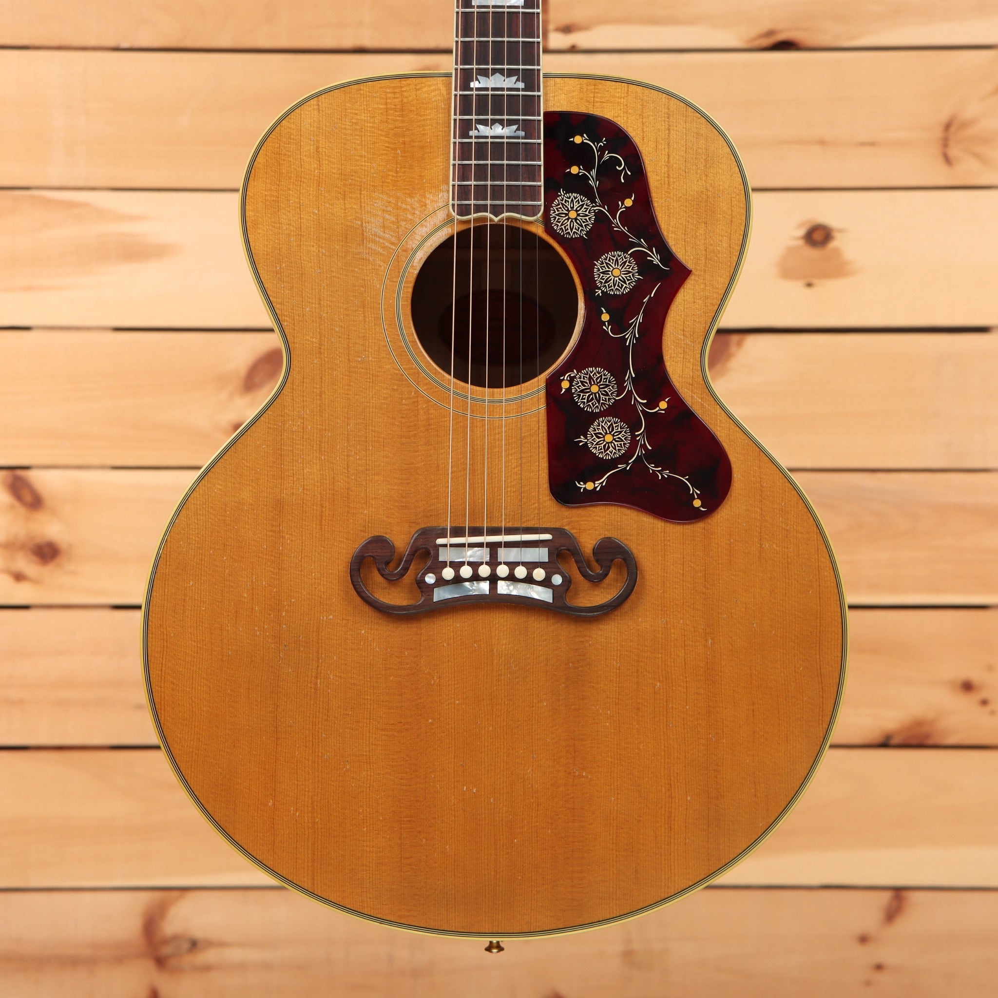 Gibson 1957 SJ-200 jumbo acoustic guitar light aged natural with burgundy pickguard inlay