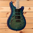 Paul Reed Smith Special semi-hollow electric guitar Makena Blue pre-owned with f-hole and figured maple top