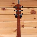 Taylor 814e Gold Label Natural acoustic-electric guitar rear headstock view with Taylor tuners and mahogany neck