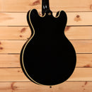 Pre-owned Gibson 1959 ES-355 semi-hollow electric guitar Ebony with gold-bound edges and stop bar tailpiece