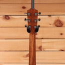 Taylor Legacy 810e Special Edition Heritage Burst acoustic-electric guitar rear headstock view with mahogany neck and chrome