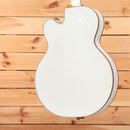 Gretsch Pro Falcon hollowbody electric guitar White with binding and gold hardware rear view