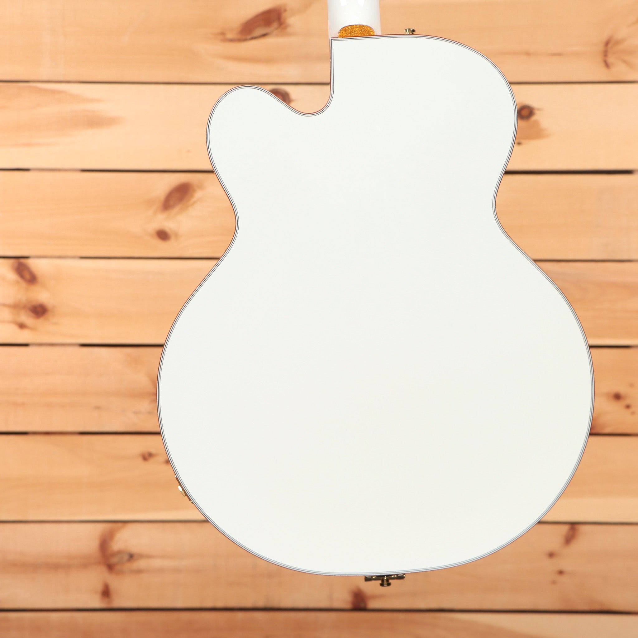 Gretsch Pro Falcon hollowbody electric guitar White with binding and gold hardware rear view
