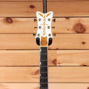 Gretsch Pro Falcon hollowbody electric guitar White with gold sparkle headstock inlay and gold tuners