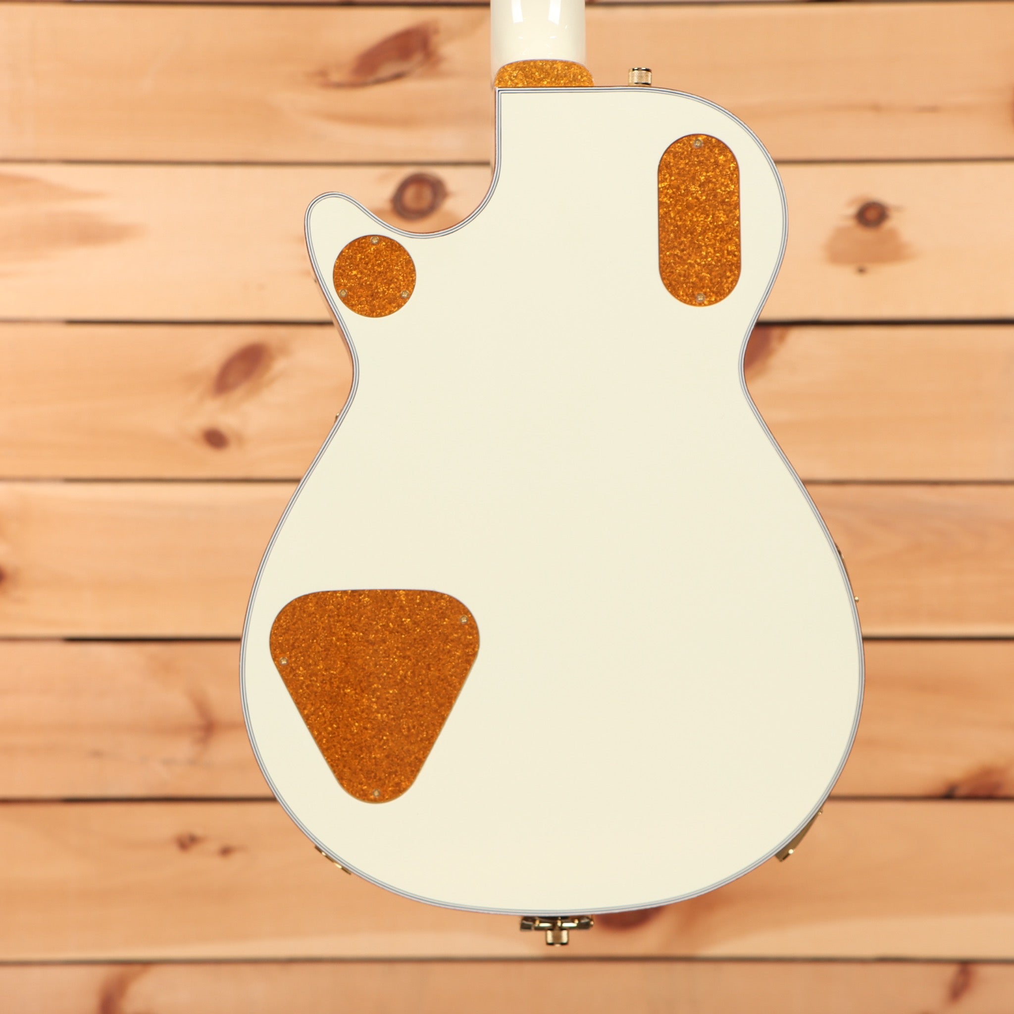 Gretsch G6134T-58 Vintage Select '58 Penguin electric guitar Vintage White with gold sparkle back plates and Bigsby