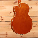 Gretsch G6120T-BSSMK Brian Setzer Nashville hollowbody guitar Smoke Orange with cream binding back view