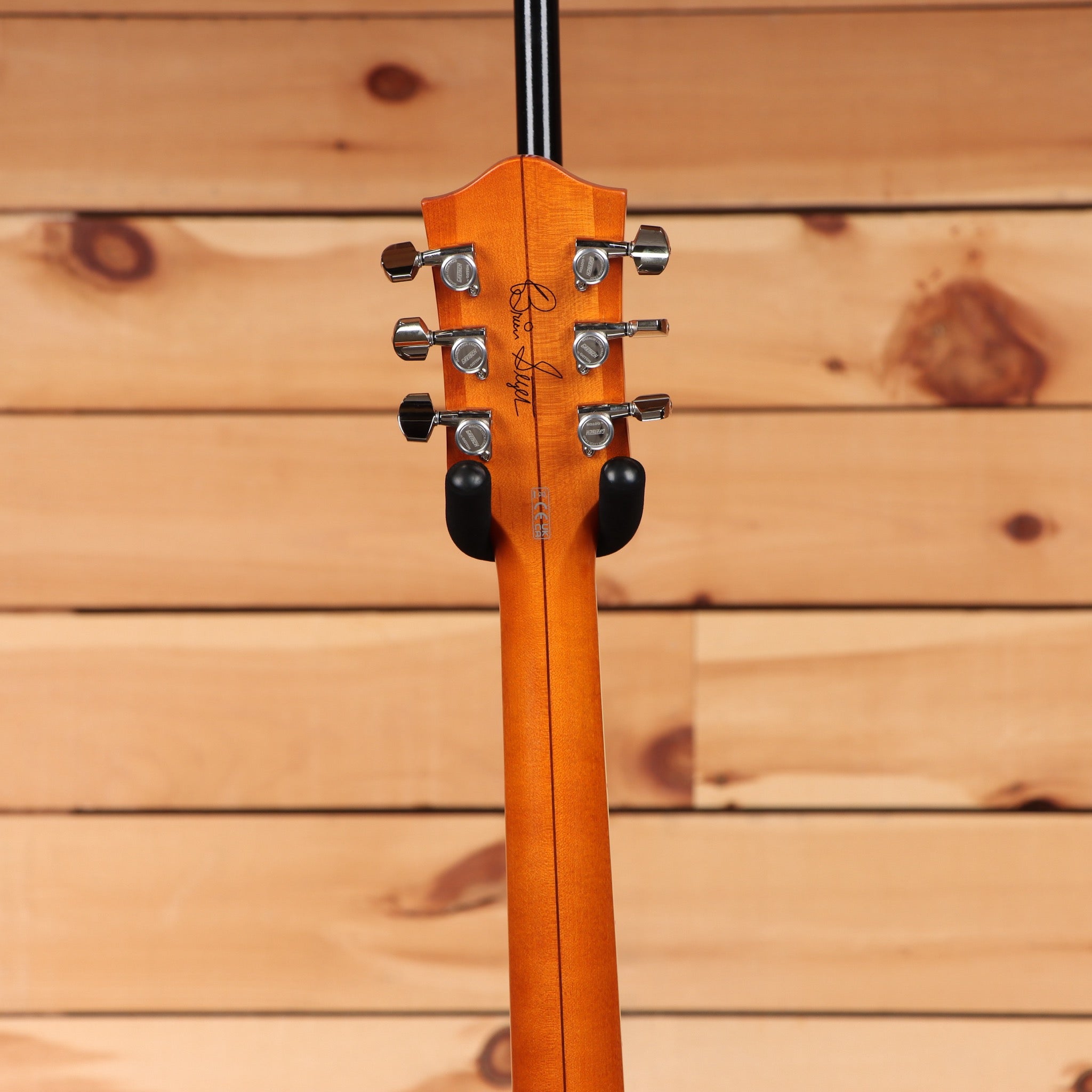 Gretsch G6120T-BSSMK Brian Setzer Nashville hollow body guitar Smoke Orange with Bigsby chrome tuners back view