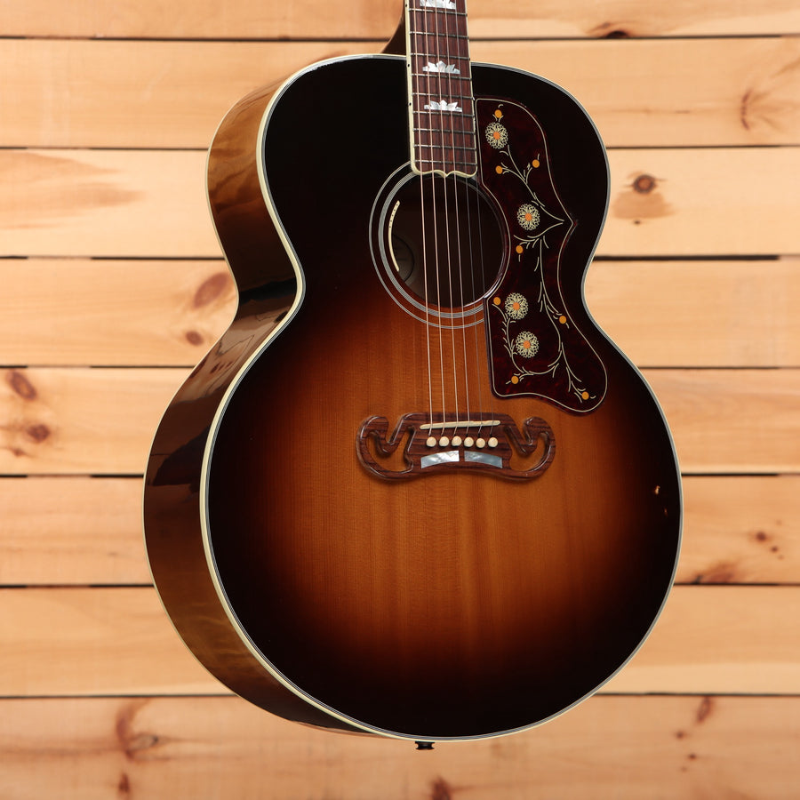 Gibson SJ-200 Standard jumbo acoustic guitar Sunburst with floral pickguard and mustache bridge