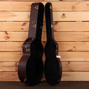 Gibson SJ-200 Standard hardshell guitar case brown exterior black interior with gold latches open view