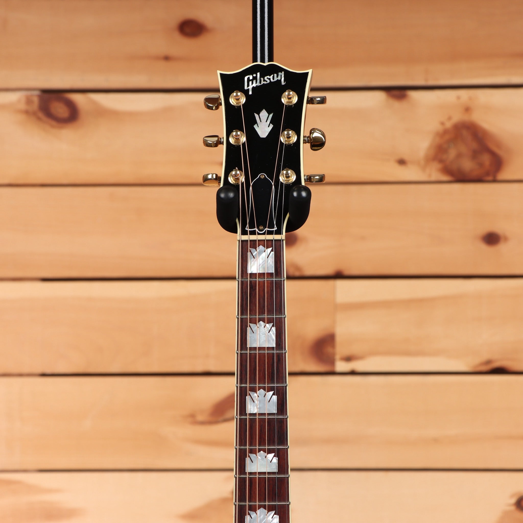 Gibson SJ-200 Standard acoustic guitar Sunburst with black headstock gold tuners and crown fretboard inlays