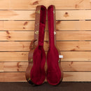 Gibson Derek Trucks SG hardshell guitar case brown exterior with red velvet interior and gold hardware latches