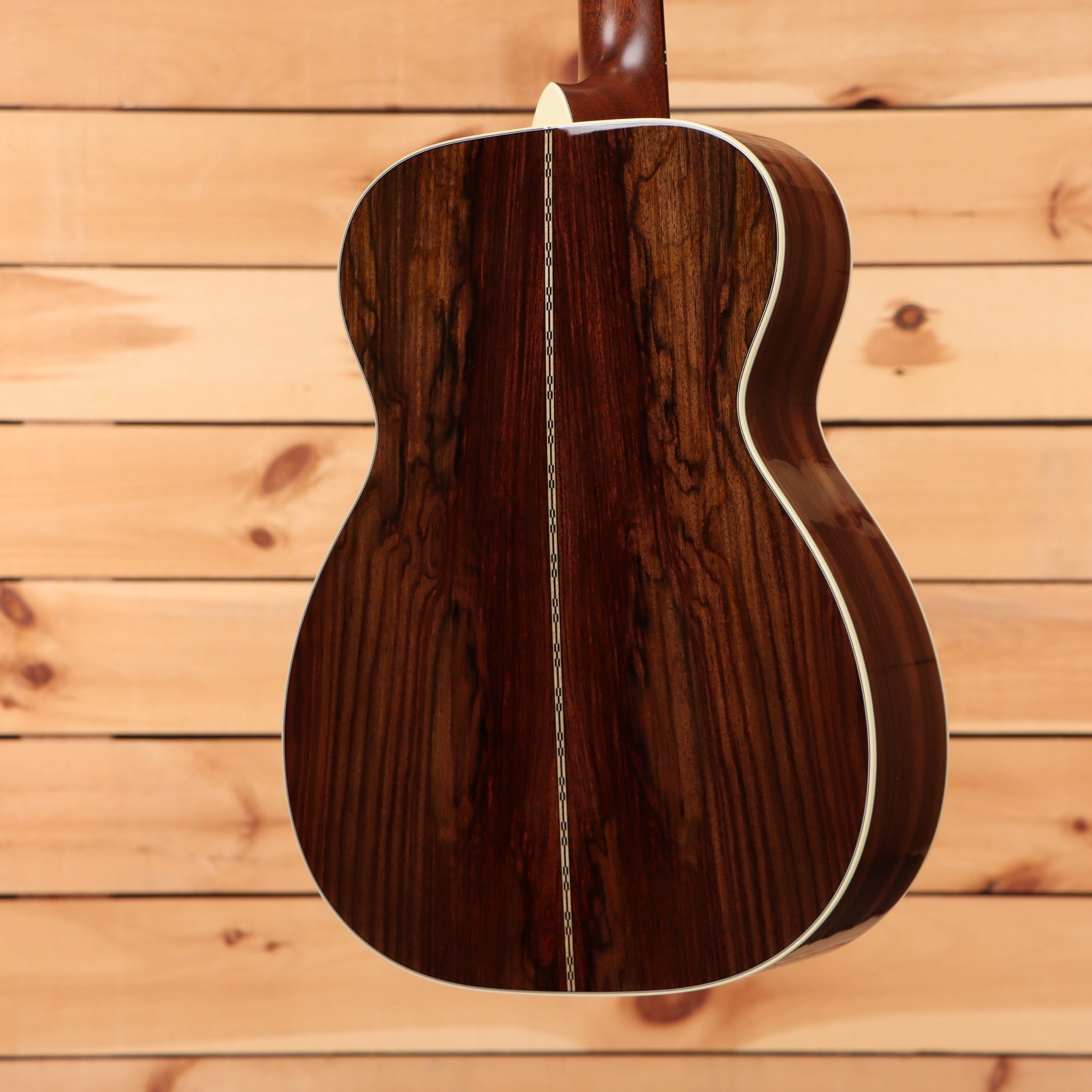 Martin Custom Shop NAMM 2026 Custom #5 acoustic guitar Aging Toner with figured rosewood back and decorative center seam inla