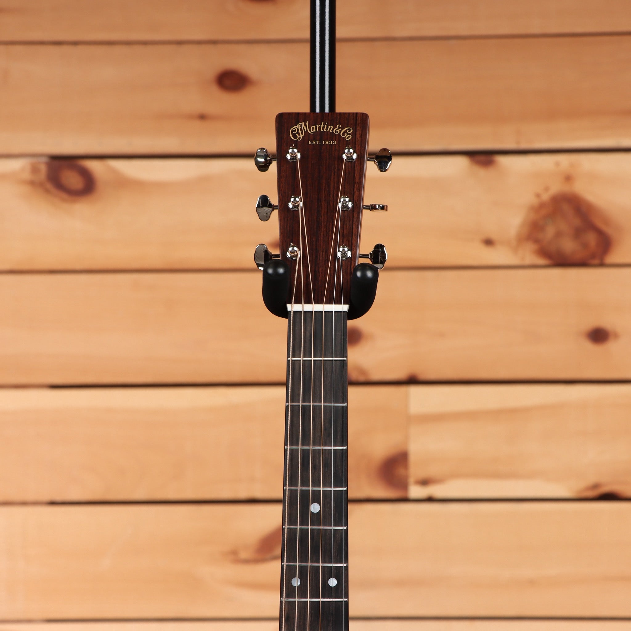 Martin D-28 Aging Toner dreadnought acoustic guitar headstock with rosewood fretboard and chrome tuners