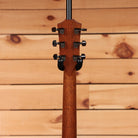 Taylor Custom Grand Pacific acoustic guitar Natural mahogany neck rear headstock view with black chrome tuners