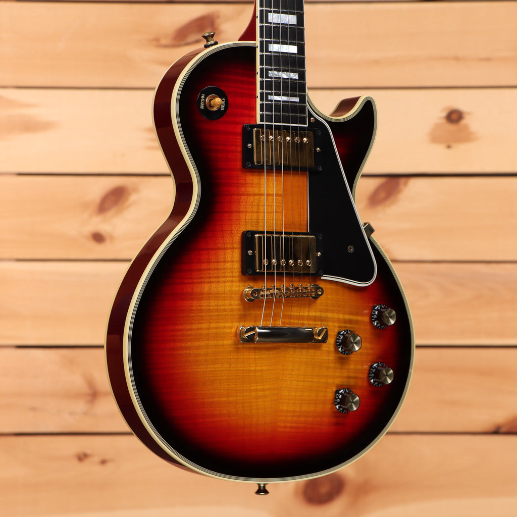 Gibson 68 Les Paul Custom Figured electric guitar Tri-Burst with flamed maple top and gold hardware