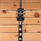 Gibson 68 Les Paul Custom Figured Tri-Burst electric guitar headstock with gold tuners and block inlays