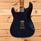 Shabat Custom Lynx HSS electric Stratocaster-style guitar Aged Mercedes Blue Metallic with roasted maple neck and tremolo spr