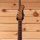 Shabat Custom Lynx HSS electric guitar Aged Mercedes Blue Metallic with flamed koa neck and rosewood fretboard