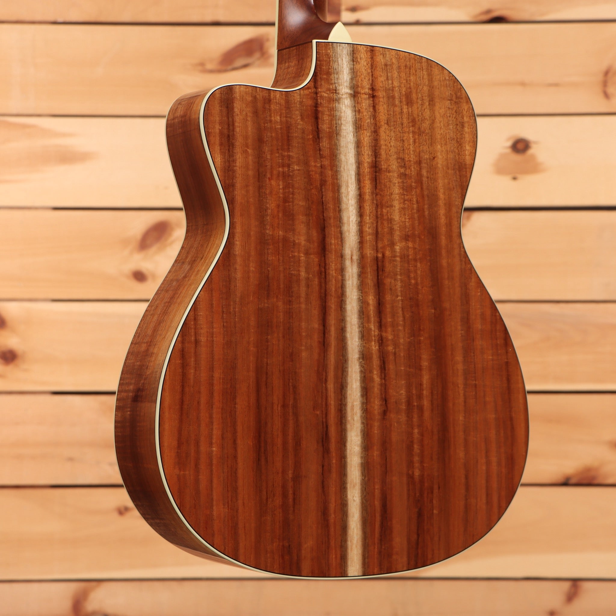 Bourgeois Downeast GAC Koa acoustic guitar Natural finish with figured koa back and cream binding