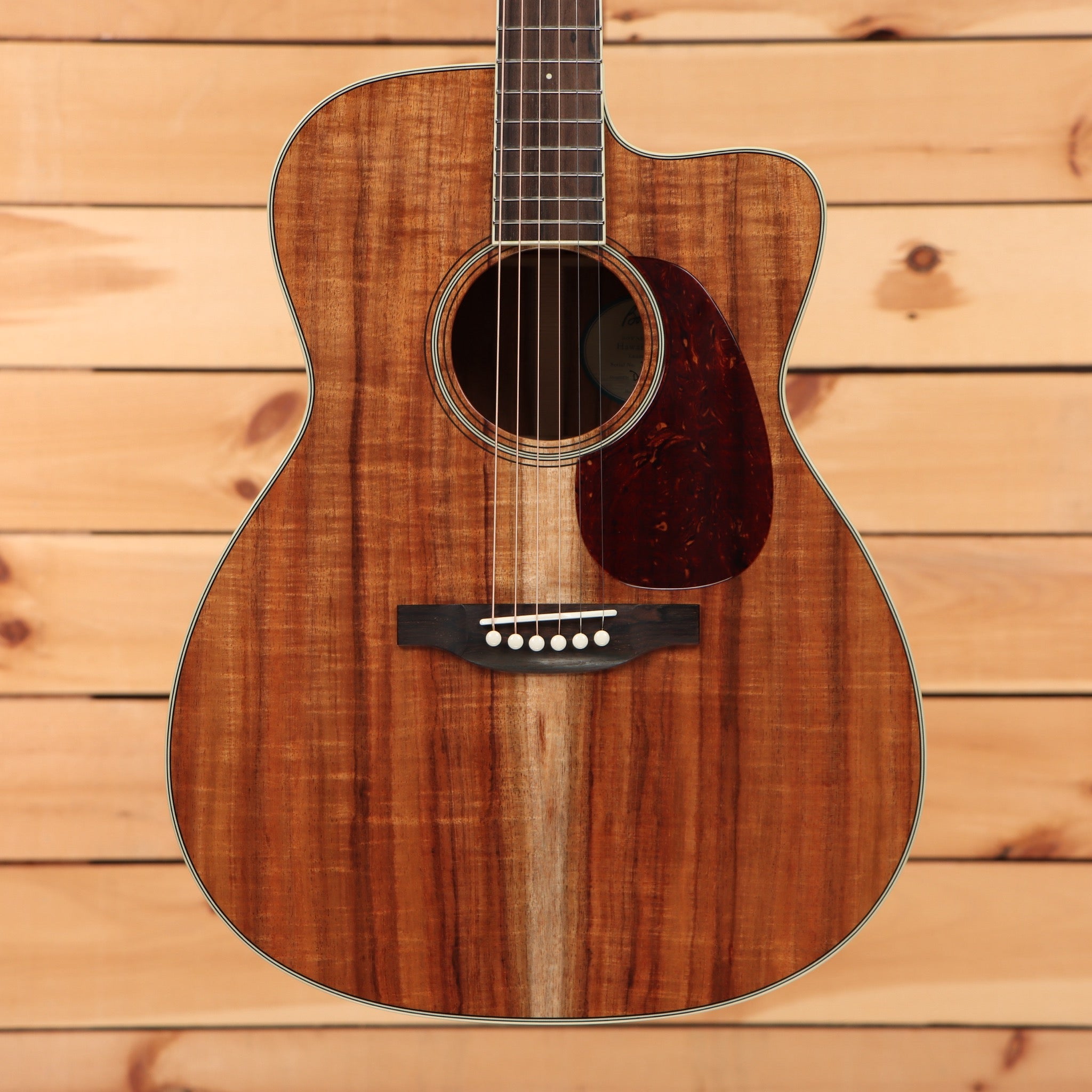 Bourgeois Downeast GAC Koa acoustic-electric guitar Natural with flamed koa top and cutaway