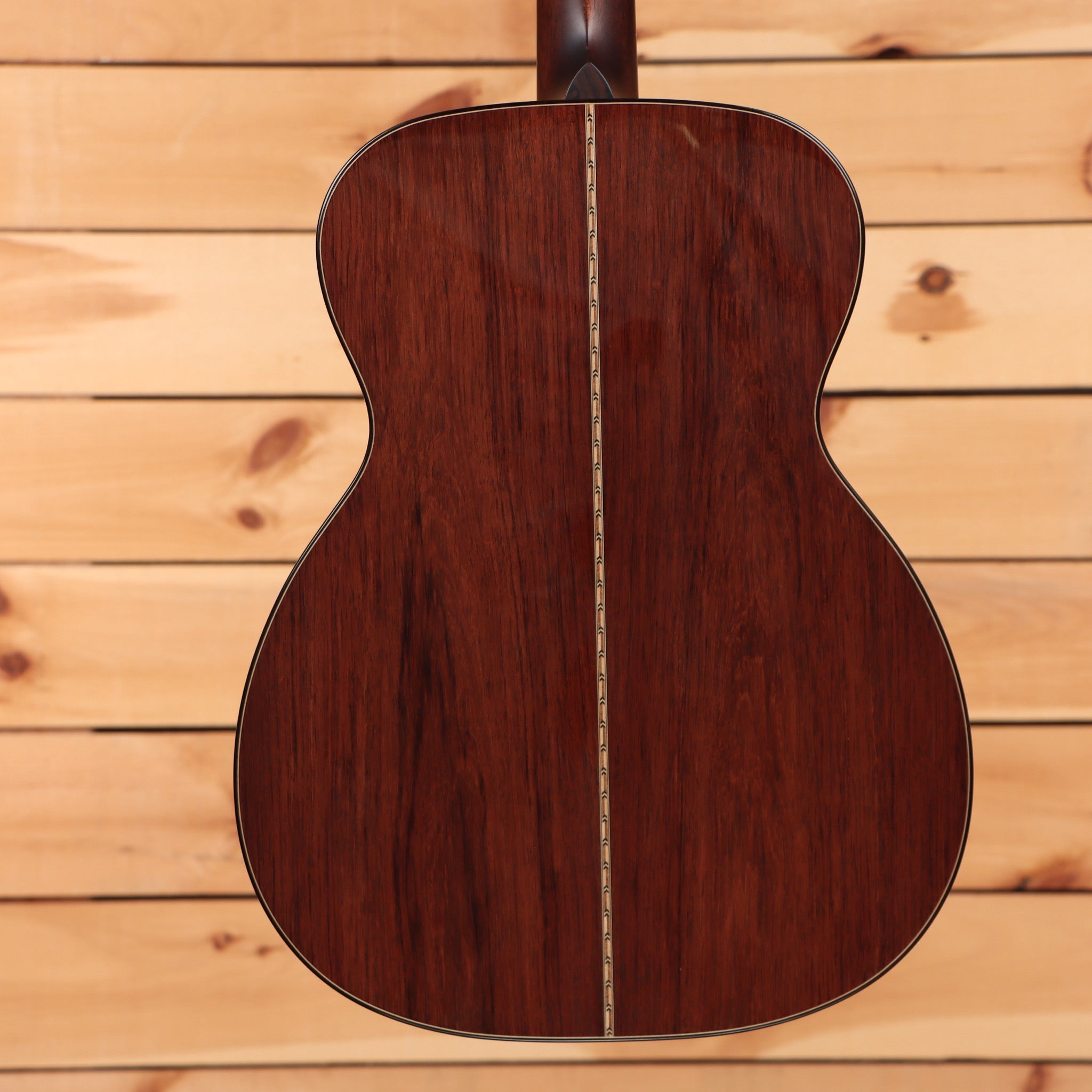 Bourgeois Touchstone Signature OM acoustic guitar Sunburst with rosewood back featuring decorative center seam inlay