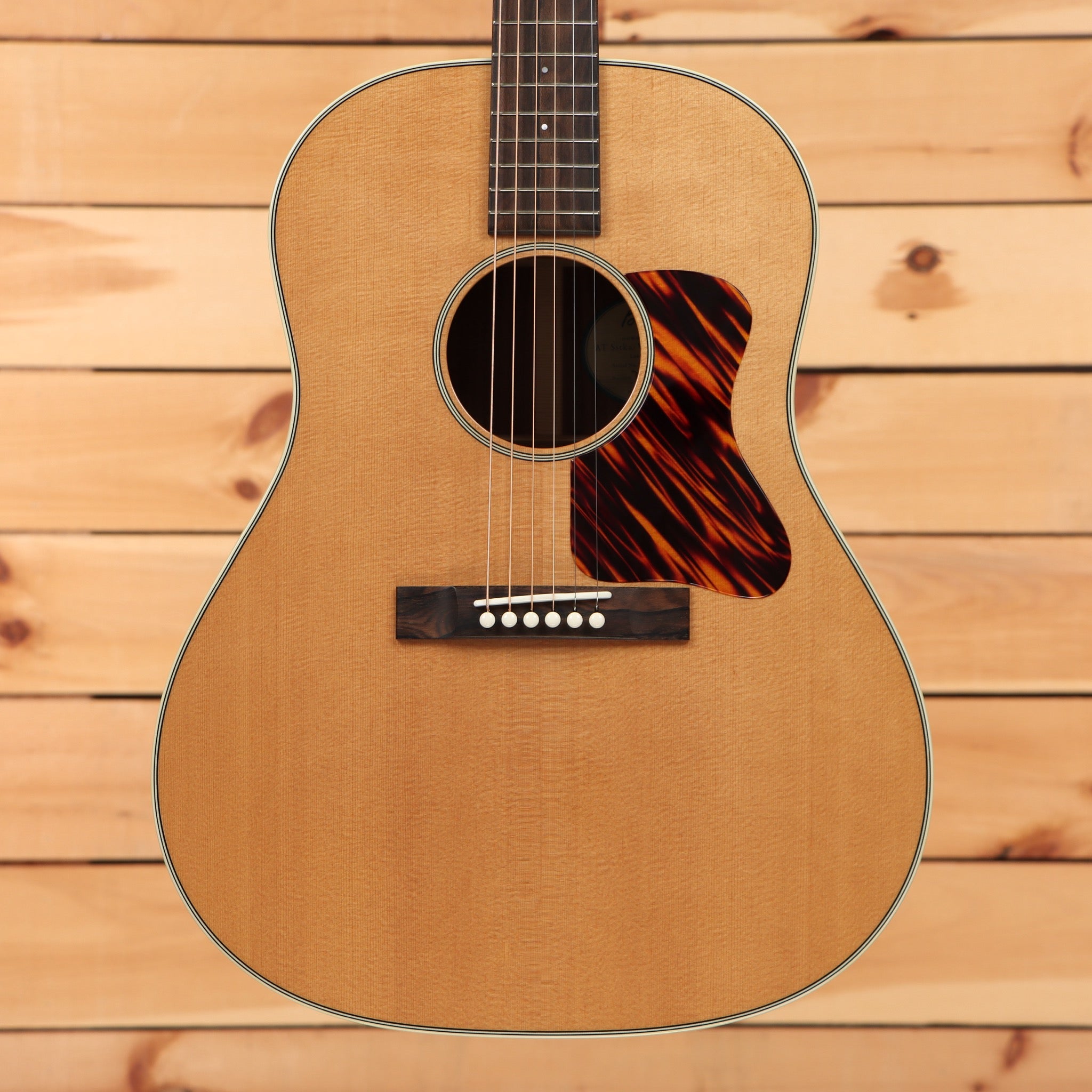 Bourgeois Downeast Slope D acoustic dreadnought guitar Natural finish with tortoise pickguard and spruce top