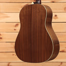 Bourgeois Downeast Slope D acoustic dreadnought guitar Natural finish with walnut back and sides binding detail