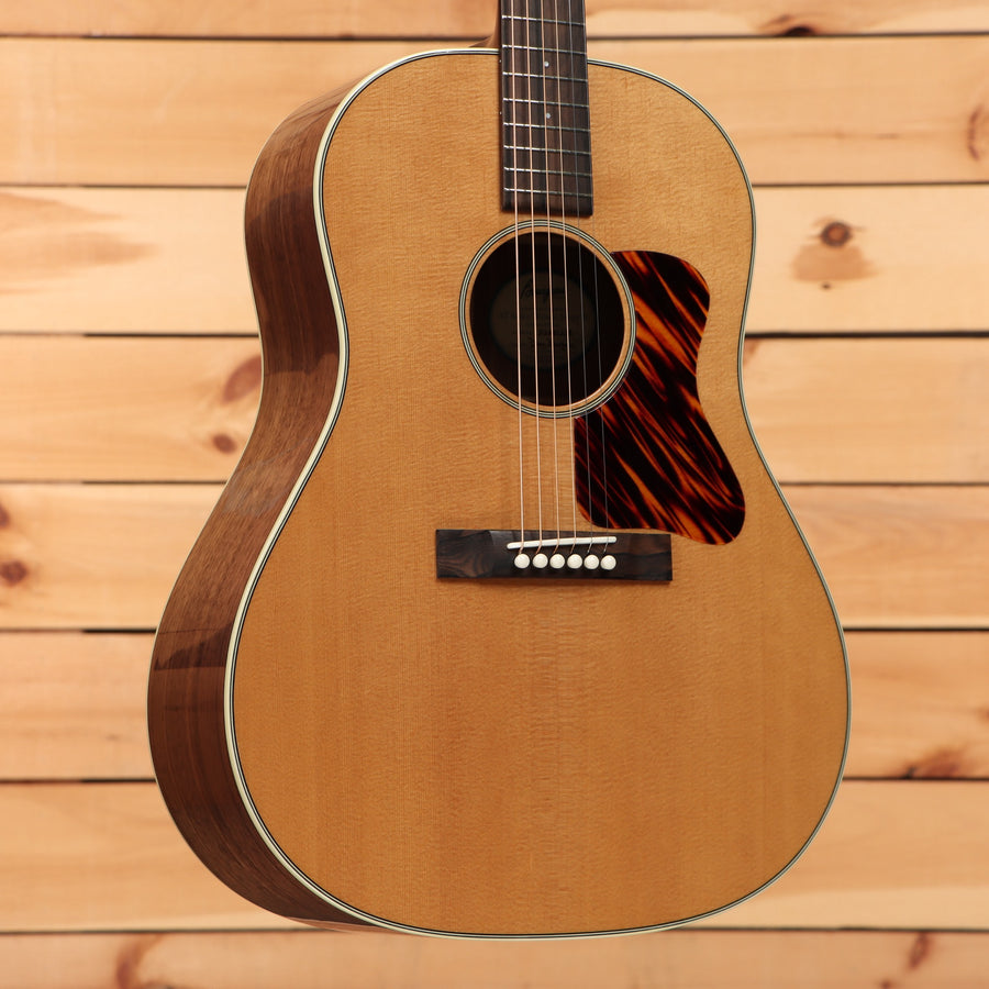 Bourgeois Downeast Slope D acoustic dreadnought guitar Natural finish with tortoise pickguard and rosewood back and sides