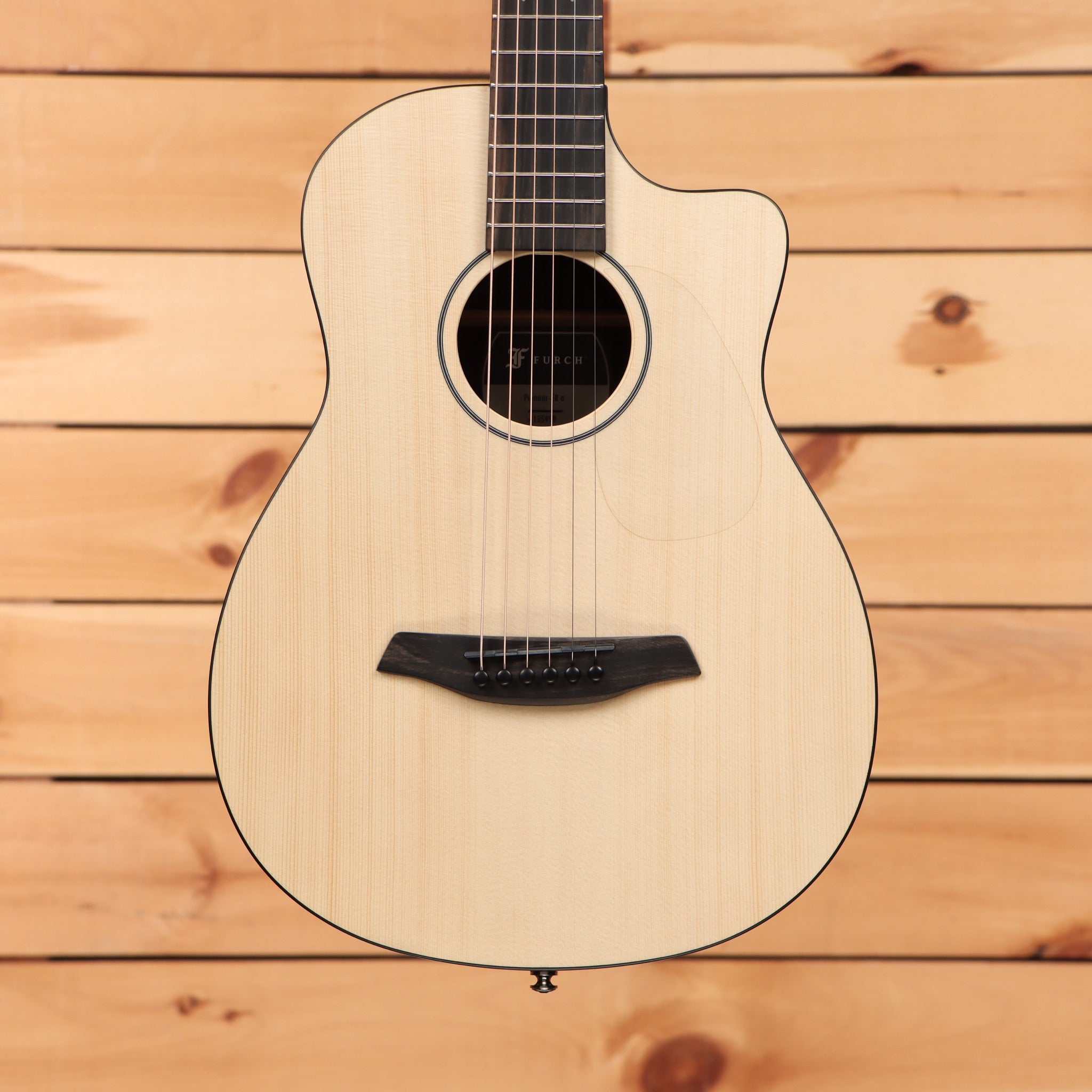 Furch Pioneer ER acoustic-electric guitar Natural finish with spruce top, cutaway body, and ebony fretboard