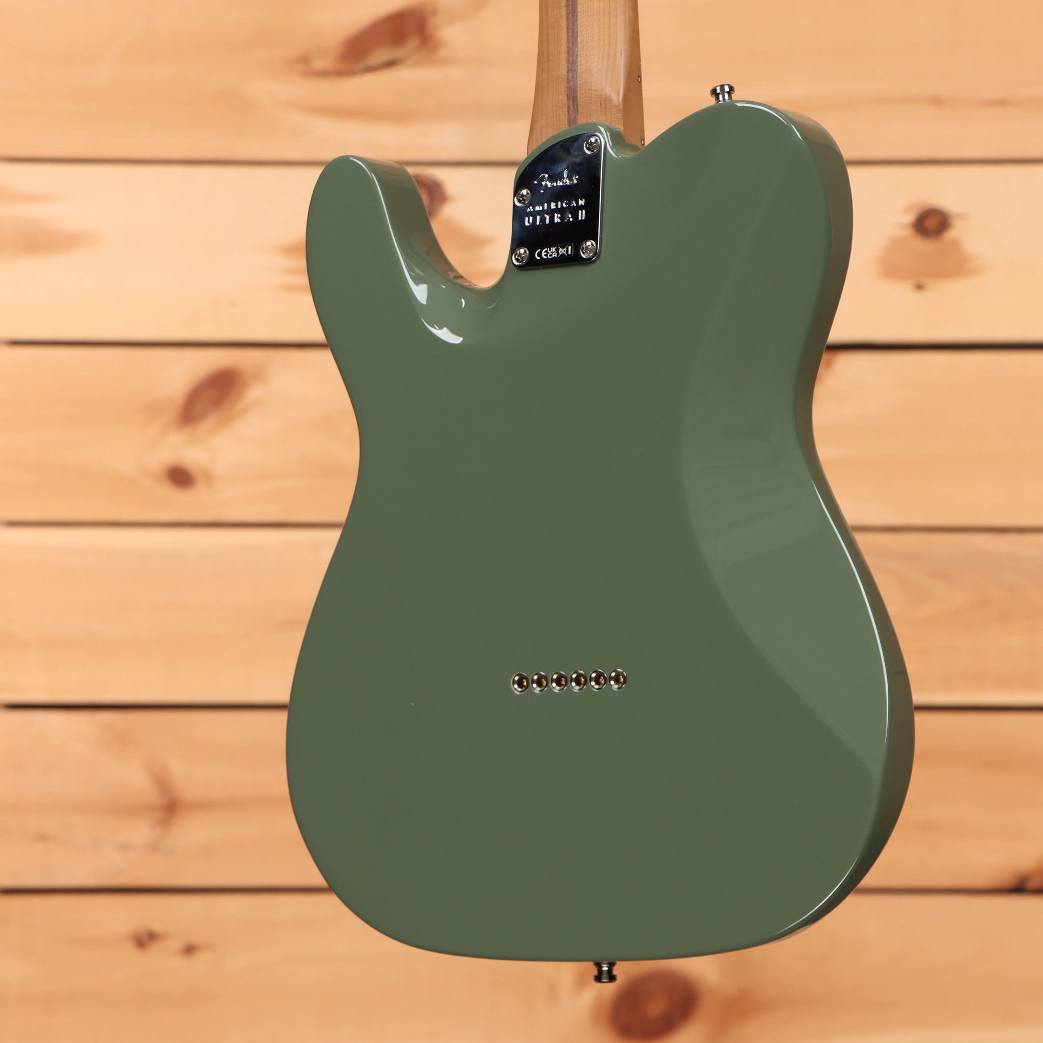 Fender Limited American Ultra II Telecaster electric guitar Antique Olive with roasted maple neck and chrome neckplate