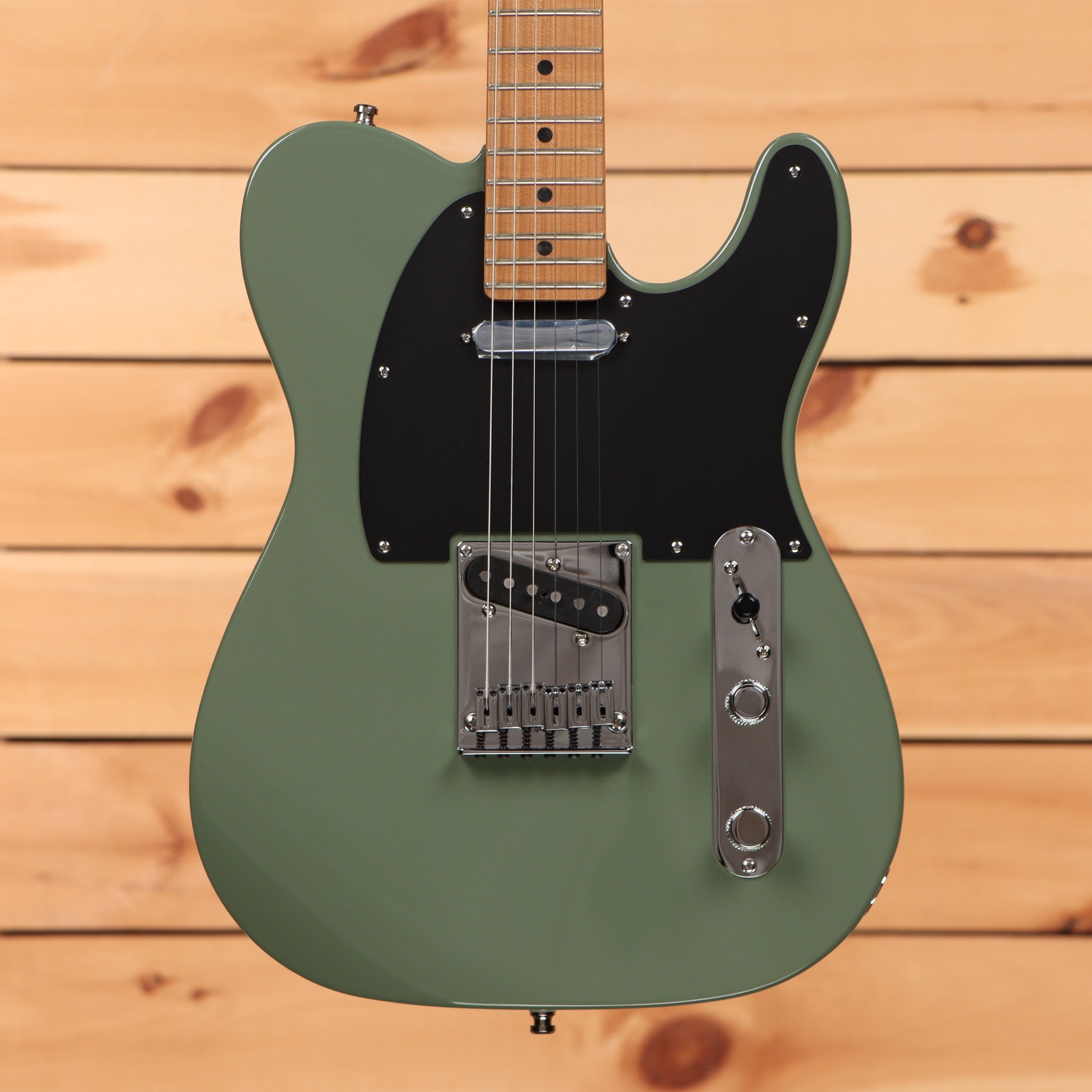 Fender American Ultra II Telecaster electric guitar Antique Olive with roasted maple neck and black pickguard