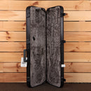 Fender American Ultra II Telecaster hard shell case open showing gray plush interior with molded black exterior